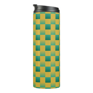 Bouteilles Isothermes Élégant motif à damiers en vert et or