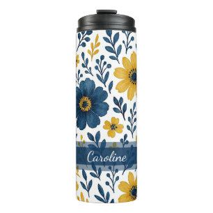 Bouteilles Isothermes Élégant Motif d'art floral méditerranéen