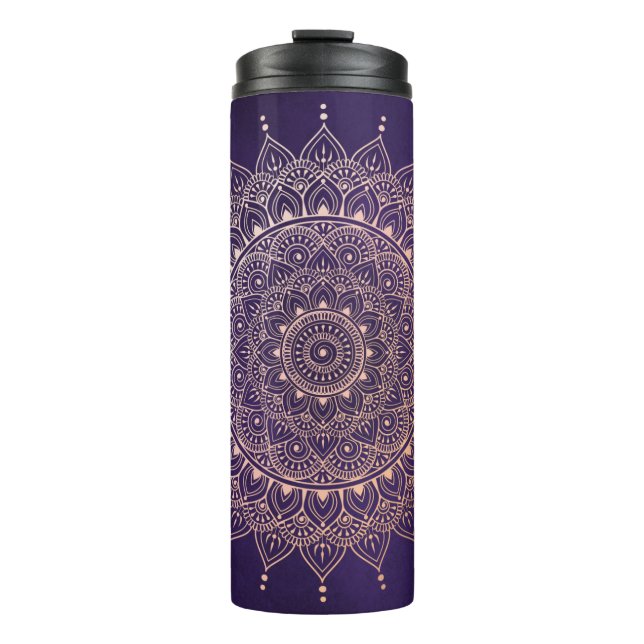 Bouteilles Isothermes Elégant or Rose sur purple Floral Henna Mandala (Devant)