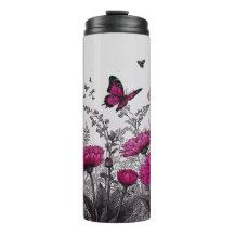 Élégant Paruline thermique à fleurs rose