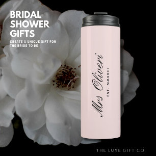 Bouteilles Isothermes Élégant Simple Feminine Blush Pink Script Bride