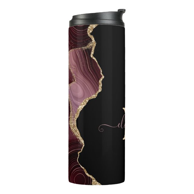 Bouteilles Isothermes Elegant Stylish Gold Glitter Burgundy Agate (Tourné sur la gauche)