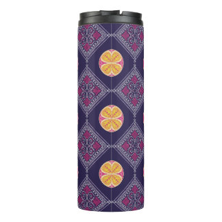 Bouteilles Isothermes Élégant tissu pourpre avec motif floral jaune