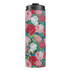 Bouteilles Isothermes Elégante aquarelle victorienne Roses rouge et rose