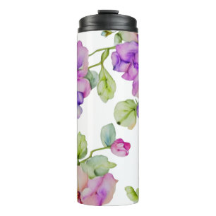 Bouteilles Isothermes Elégante couleur rose violet aquarelle florale