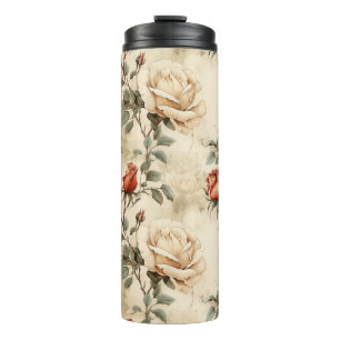Bouteilles Isothermes Elégante Fleur Rose Vintage Fleur Beige Floral