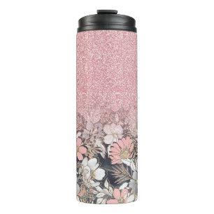 Bouteilles Isothermes Élégante Parties scintillant dorée rose floral Gra