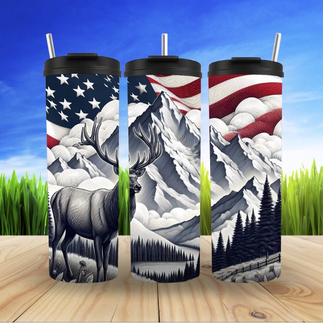Bouteilles Isothermes Elk Majestic dans la nature patriotique (Créateur téléchargé)