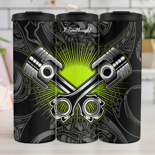 Bouteilles Isothermes Emblème de mécanique industrielle des pistons croi