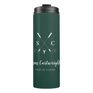Bouteilles Isothermes Emerald Green Moderne Monogram Mariage de golf