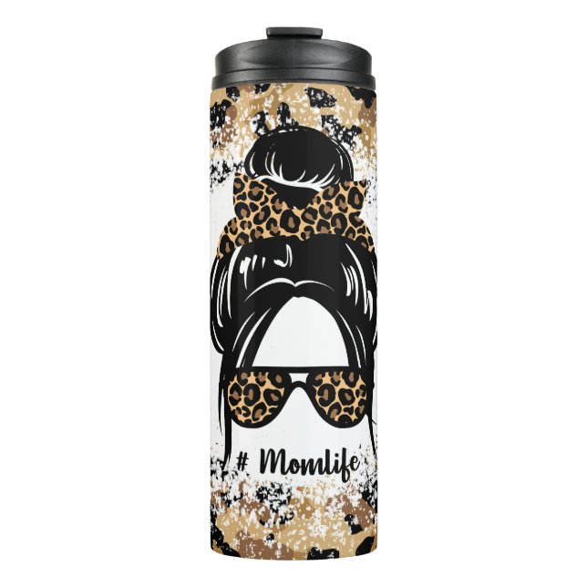 Bouteilles Isothermes Empreinte de léopard Messy Bun #Momlife (Devant)