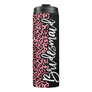 Bouteilles Isothermes Empreinte de léopard rose et noir Bridesmaid Bache