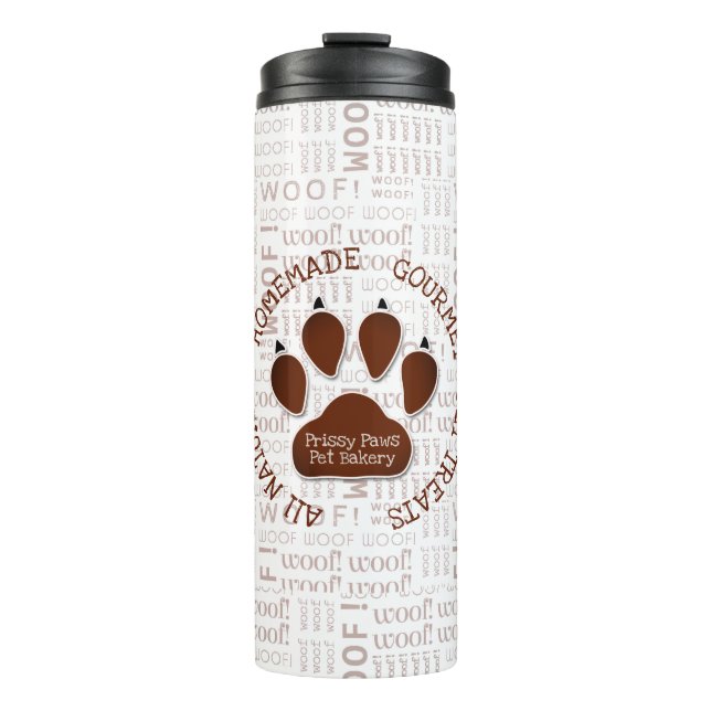 Bouteilles Isothermes Empreinte de patte Brown avec nom commercial Woof  (Devant)