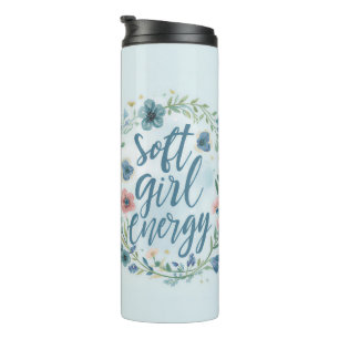 Bouteilles Isothermes Énergie de Fille Douce Floral Bleu Bébé