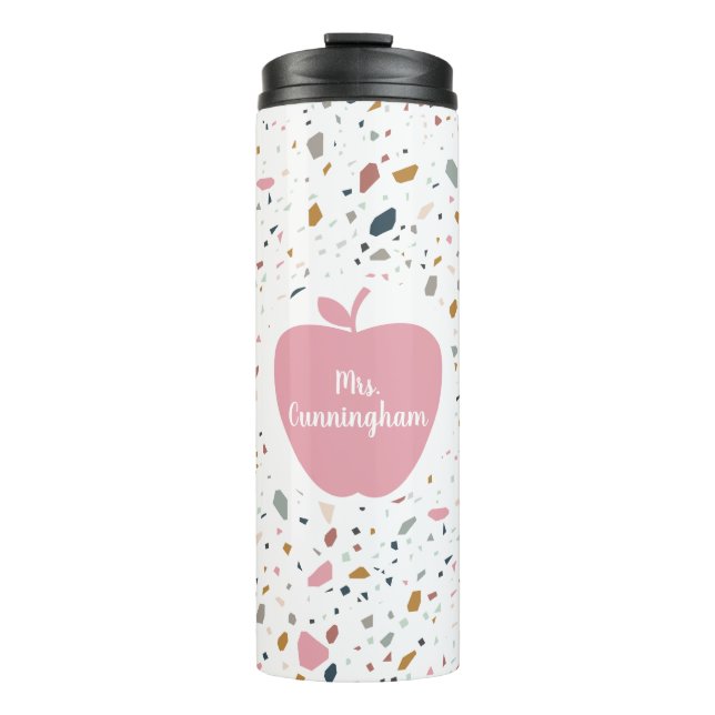 Bouteilles Isothermes Enseignant de la pomme rose Motif Terrazzo (Devant)