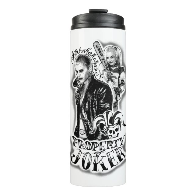Bouteilles Isothermes Équipe de suicide | Joker & Harley Airbrush Tattoo (Devant)