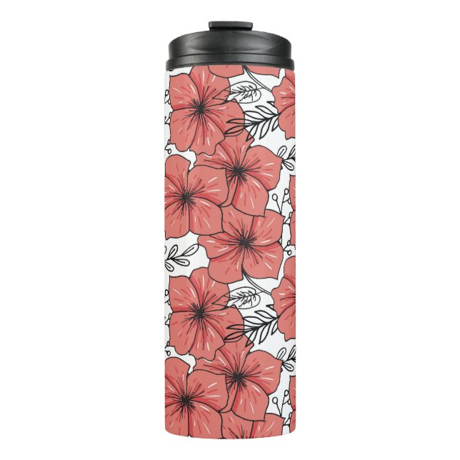 Bouteilles Isothermes Esquisse Florale Couleur Lumineuse, Sans Couleur. (Devant)