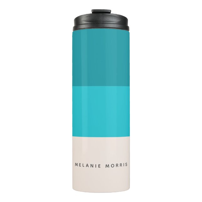 Bouteilles Isothermes Eté Aqua Blue Beach Vibe Horizontal Stripe (Devant)
