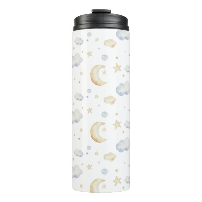 Bouteilles Isothermes Etoiles de lune d'aquarelle et Motif de nuage (Devant)