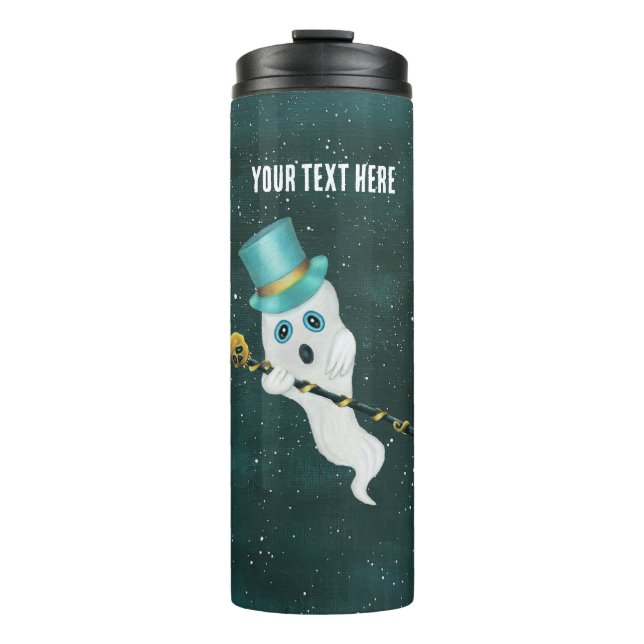 Bouteilles Isothermes Fancy Floating Ghost Top Hat Skull Cane dans le ci (Devant)