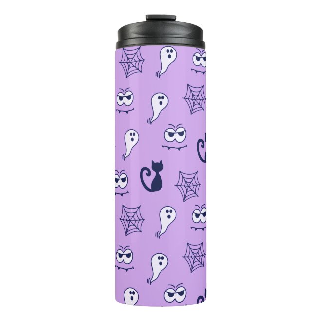 Bouteilles Isothermes Fantôme, toiles d'araignées et chats noirs violet (Devant)