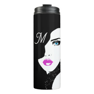 Bouteilles Isothermes Fashion Girl noir rose bleu