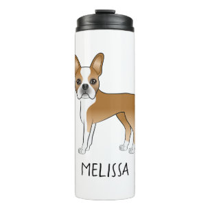 Bouteilles Isothermes Faune Et Blanc Boston Terrier Cartoon Chien & Nom