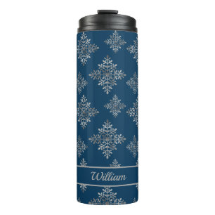 Bouteilles Isothermes Faux flocons de neige en feuille grise sur fond bl