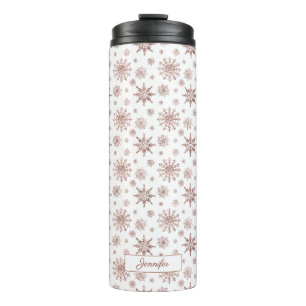 Bouteilles Isothermes Faux Rose Gold Color Look Snowflakes & Nom