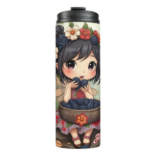 Bouteilles Isothermes Fée Chibi mangeant des mûres avec des amis de la f