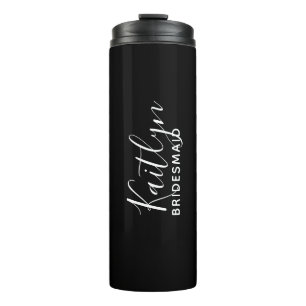 Bouteilles Isothermes Femme d'honneur personnalisée noire et blanche 
