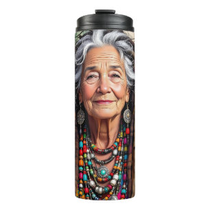 Bouteilles Isothermes Femme Hippie Cool Vieille Dame en Dread Locks  