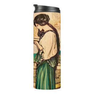 Bouteilles Isothermes Femmes Art Nouveau lisant au bord de la mer 