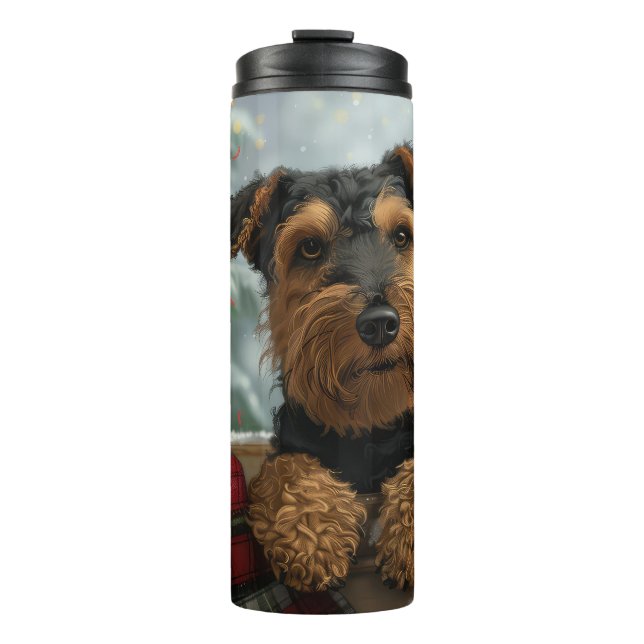 Bouteilles Isothermes Festive de Noël de Chien Airedale (Devant)