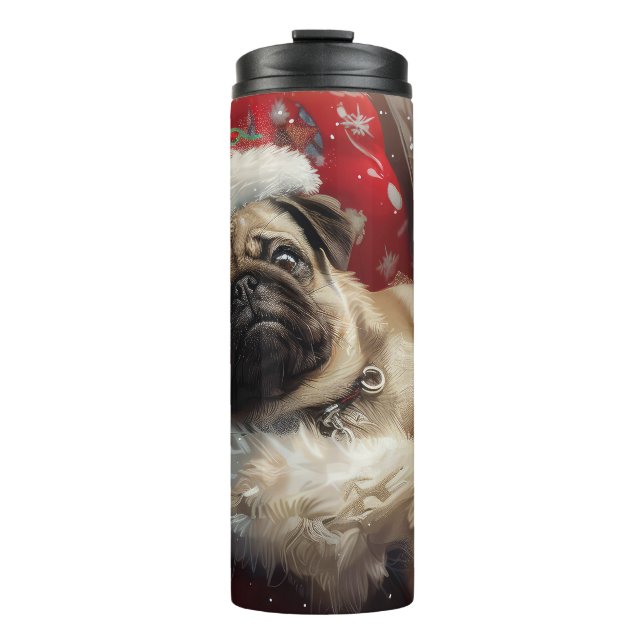 Bouteilles Isothermes Festive de Noël de chien carlin (Devant)