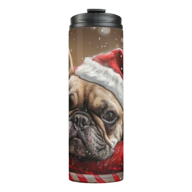 Bouteilles Isothermes Festive de Noël de Chien de taureaux français (Devant)