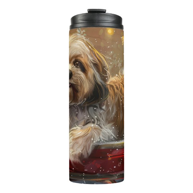 Bouteilles Isothermes Festive de Noël de chien Lhasa Apso (Devant)