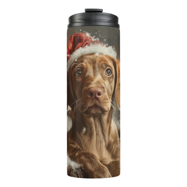 Bouteilles Isothermes Fête de Noël de Chien Vizsla (Devant)