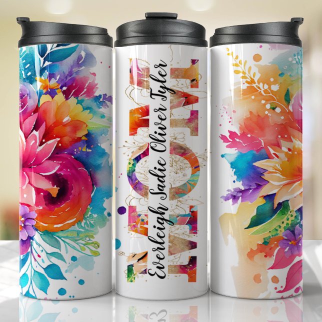 Bouteilles Isothermes Fête des mères Cadeau personnalisé enfants noms MO (MOM custom tumbler)