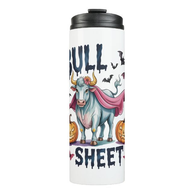 Bouteilles Isothermes Feuille de taureau d'Halloween, Vache fantôme amus (Devant)