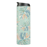 Feuille Monstera - Turquoise, Vert, Corail, Moutar