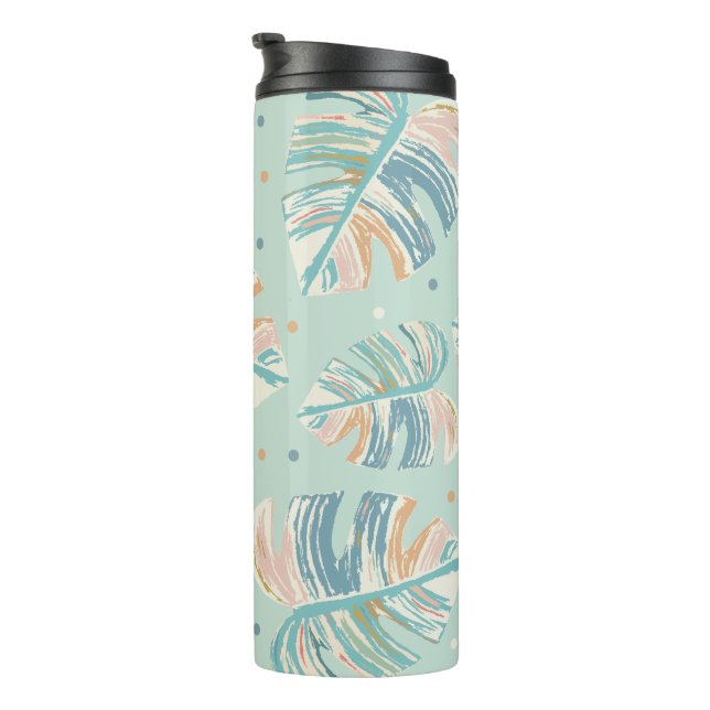 Bouteilles Isothermes Feuille Monstera - Turquoise, Vert, Corail, Moutar (Tourné sur la droite)