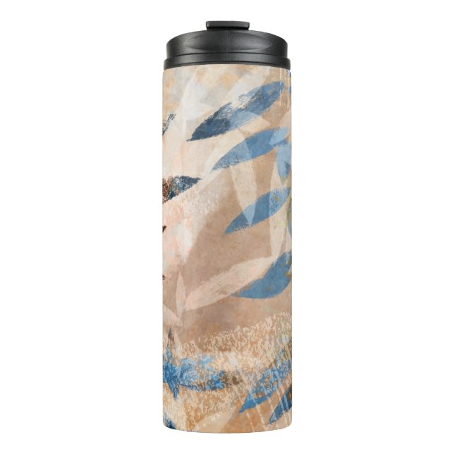 Bouteilles Isothermes Feuilles à couche Abstraite - Bleu et Neutre (Devant)
