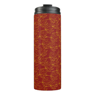 Bouteilles Isothermes feuilles d'automne jaune motif sur brun