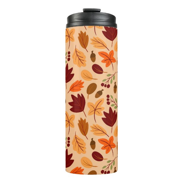 Bouteilles Isothermes Feuilles d'automne, motif simple et enfantin. (Devant)