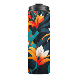 Bouteilles Isothermes Feuilles et fleurs tropicaux colorés et élégants  