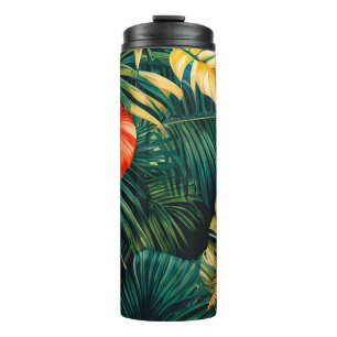 Bouteilles Isothermes Feuilles tropicales colorées et fleurs d'Hibiscus