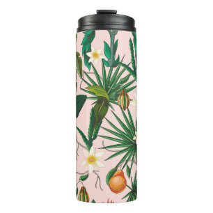 Bouteilles Isothermes Feuilles tropicales, fleur, motif de fruits.