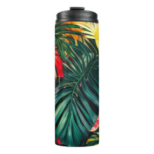 Bouteilles Isothermes Feuilles tropicaux colorés et fleurs d'Hibiscus
