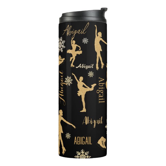 Bouteilles Isothermes "Figue Skating" doré silhouttes personnalisées Mug (Tourné sur la gauche)